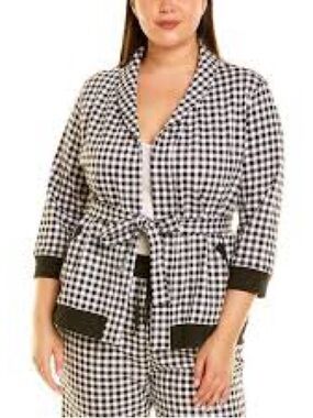 Draper James Black & White Gingham Robe Jacket